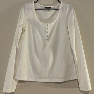 SHEIN White Button Long Sleeve Tee